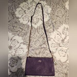 Coach purple leather cross body purse/ clutch wallet